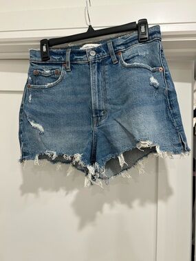 Abercrombie & Fitch Distressed Cutoff Denim Shorts - Blue